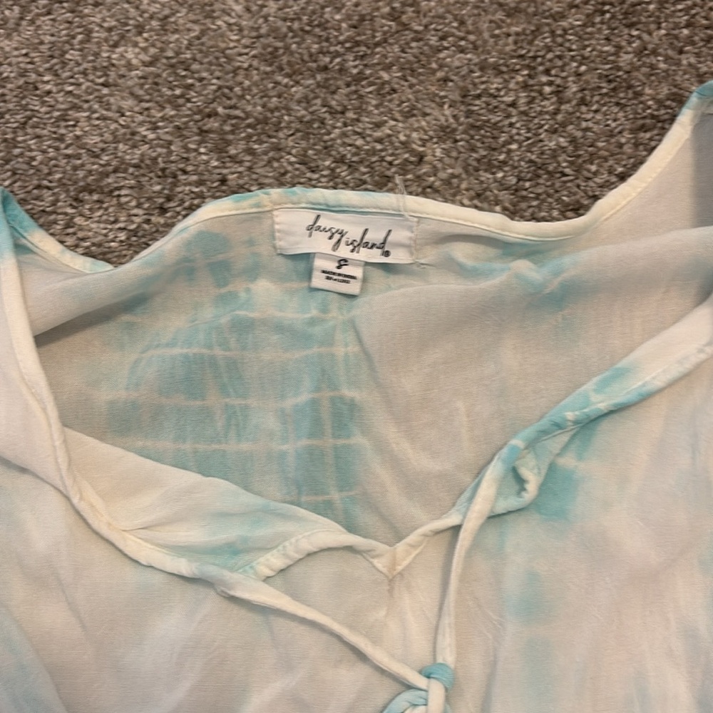 Aqua/White Tie-Dye Swim Cover Up - Picture 3 of 4